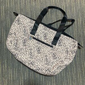 Black & White Speckled Tote with Black Handles